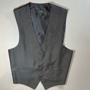 Ralph Lauren Silk Vest Gray Pattern Button Front XL Flawed